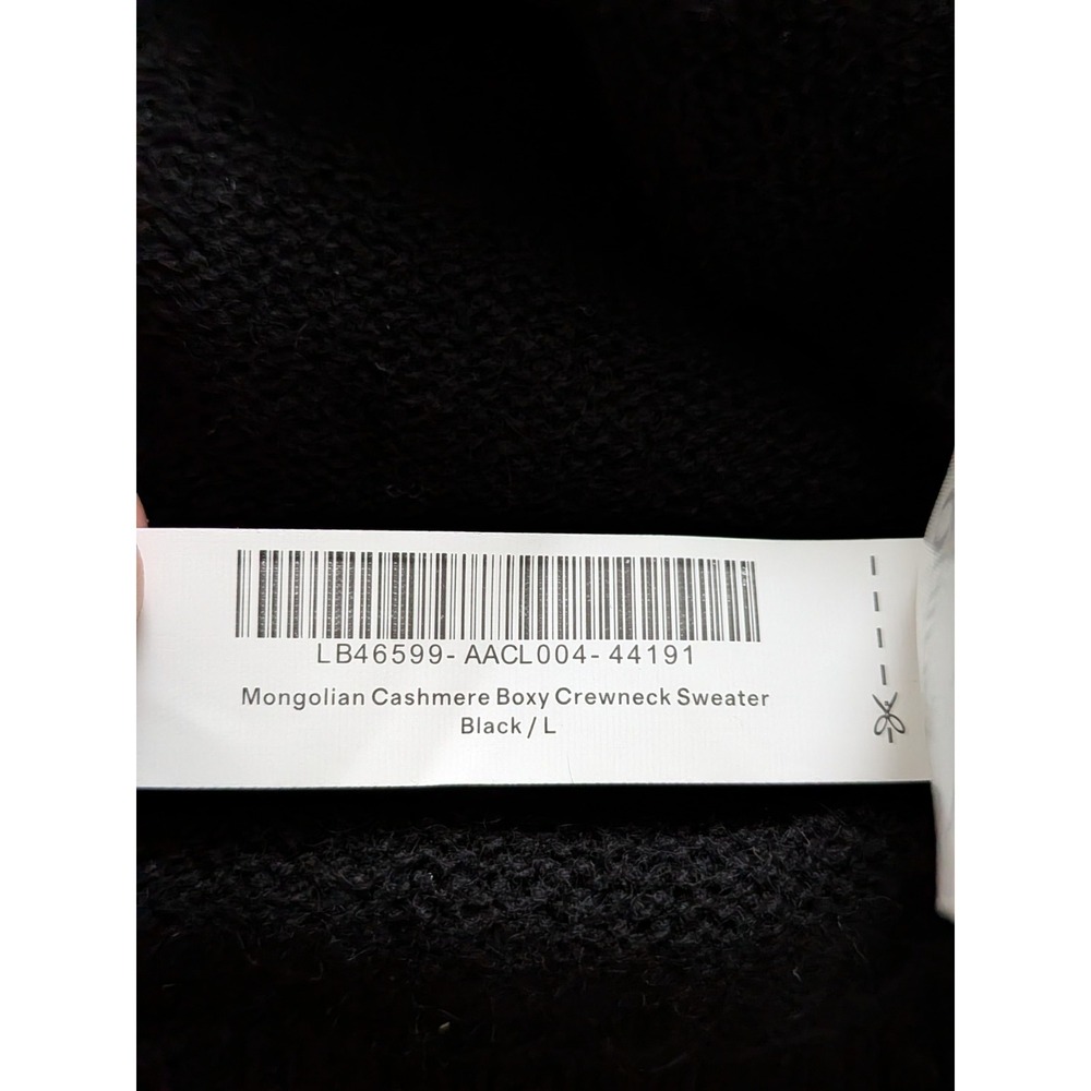 Quince Mongolian Cashmere Boxy Crewneck Sweater Womens Large Black NWT - Picture 6 of 8